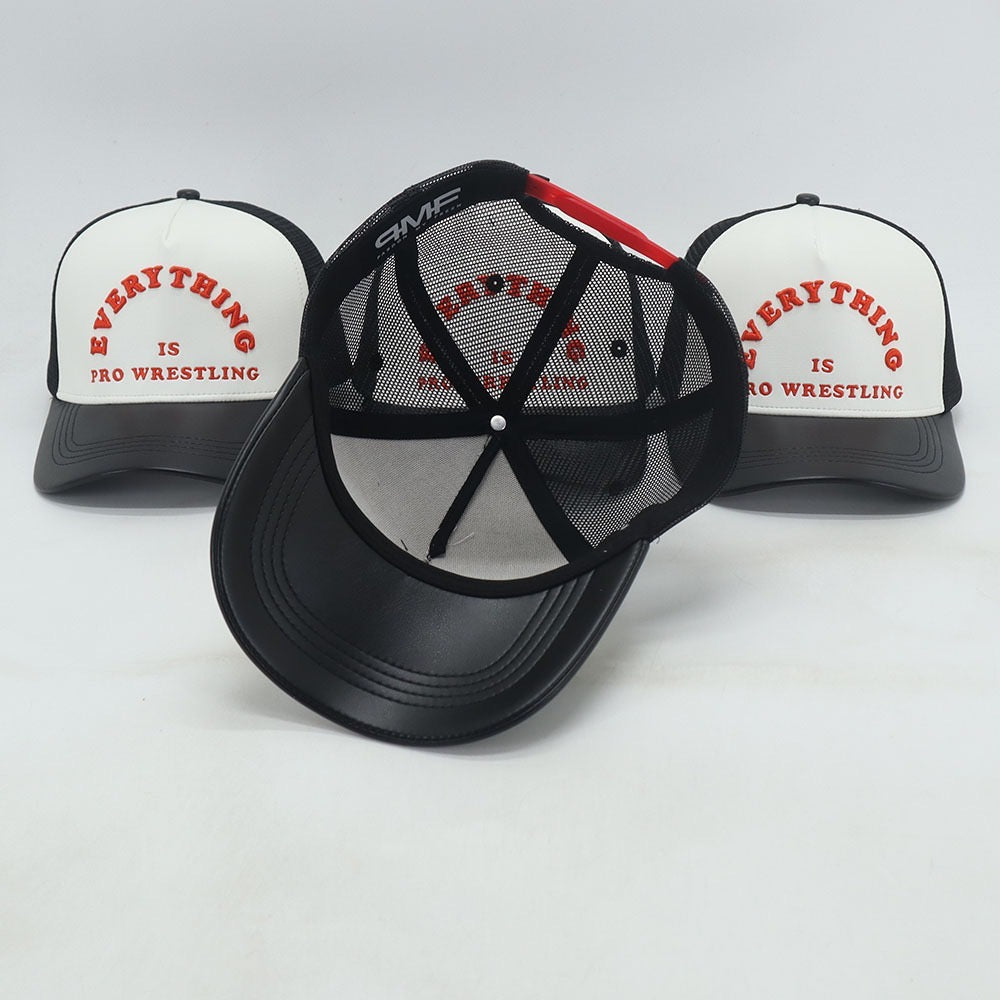 "Everything is Pro Wrestling" - Leather Trucker Hat | WrestleHats by The Signature Move x Pardon My Fresh